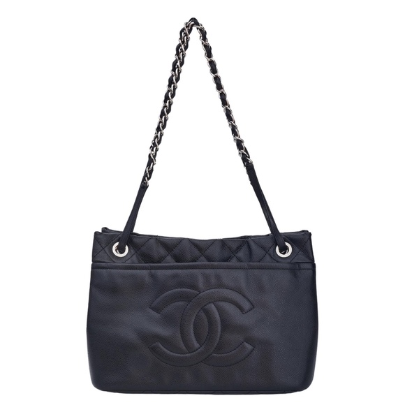 Chanel Timeless Tote XL Navy Blue Beach Bag